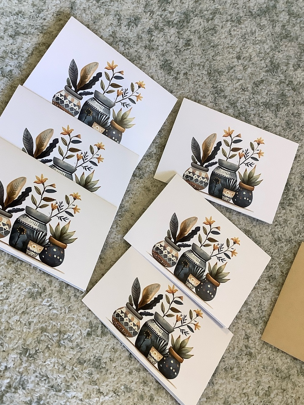Tropical Botanical Potted Plants Note Cards Set of 6 same design, NWT HC 6x4.5” - Picture 7 of 12